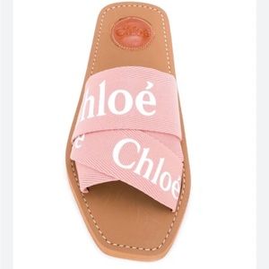 Chloè Woody Logo-Print Canvas Slides